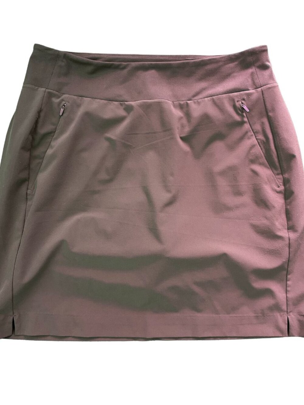 Athleta Soho Skort Size 8 TALL MAUVE/Brown Travel Golf Zip Pockets